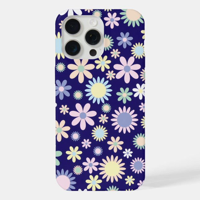 Blue Background Floral Pattern iPhone Case (Back)