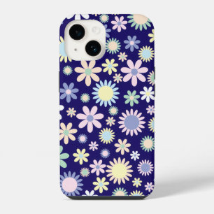 Blue Background Floral Pattern iPhone 14 Case