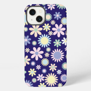 Blue Background Floral Pattern iPhone 13 Case