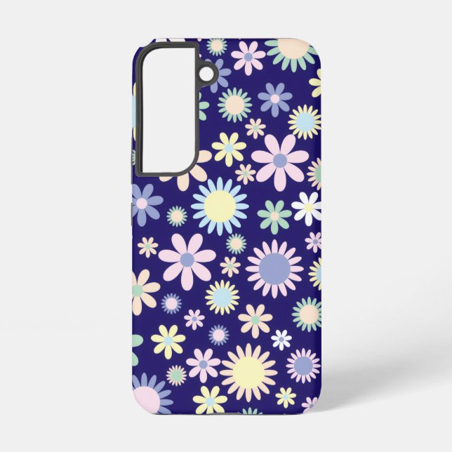 Blue Background Floral Pattern Samsung Galaxy S22 Case (Back)