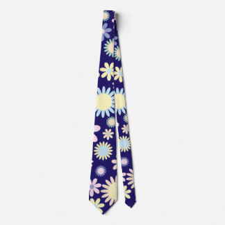Blue Background Floral Pattern Tie