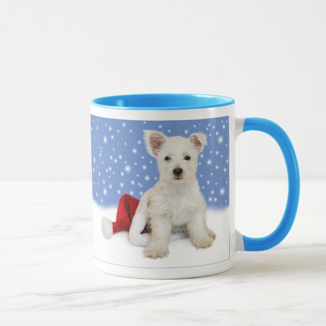 Blue Background Let It Snow Christmas Mug (Right)