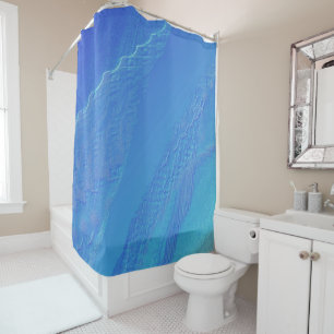 Blue Background Vanity Mirror Shower Curtain