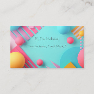 Blue background with assorted shapes and spheres business card