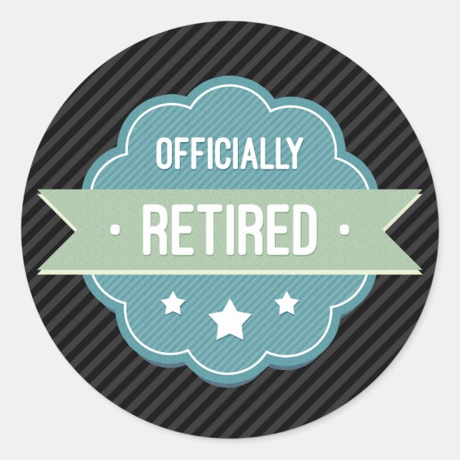 Blue Badge Officially Retired Classic Round Sticker (Front)