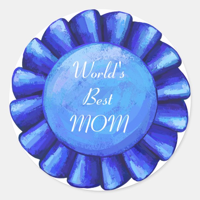 Blue Badge, World's Best MOM Classic Round Sticker (Front)