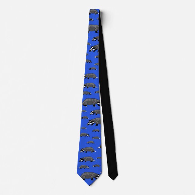Blue Badger Cartoon Tie (Front)