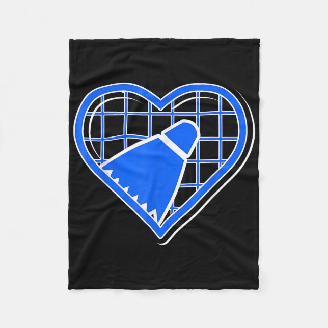 Blue Badminton Heart For Badminton Lovers  Fleece Blanket (Front)