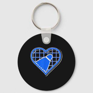 Blue Badminton Heart For Badminton Lovers  Key Ring