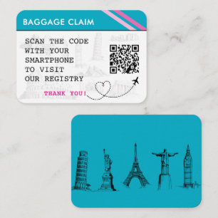Blue Baggage Claim Bridal Shower Registry Enclosure Card