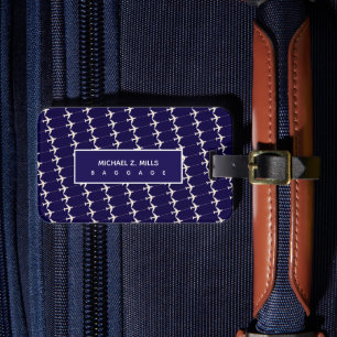 Blue baggage tag of aeroplanes for a pilot