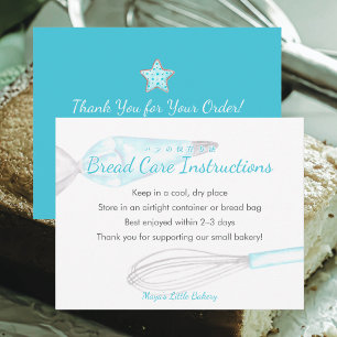 Blue Baking Utensils Bread Care Instructions Thank You Card