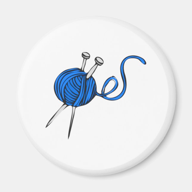 Blue Ball of Yarn Magnet (Front)