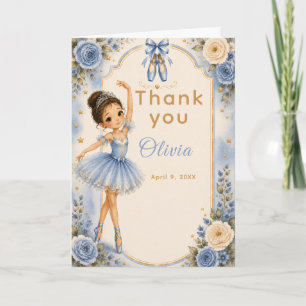 Blue Ballerina Birthday Party Thank You Card