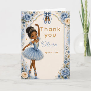 Blue Ballerina Birthday Party Thank You Card