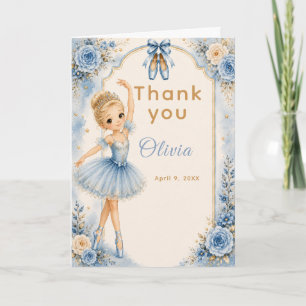 Blue Ballerina Birthday Party Thank You Card