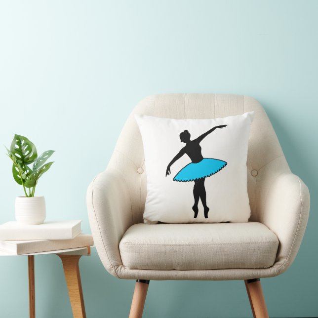 Blue Ballerina Silhouette Dancer En Pointe Dancing Cushion (Chair)