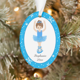 Blue Ballerina Snowflakes Personalised Christmas Ornament