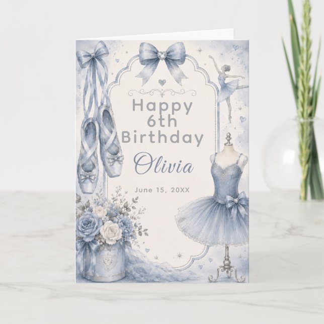 Blue Ballet Tutu Party Card (Front)