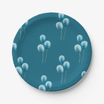 Blue Ballons patterns Paper Plate