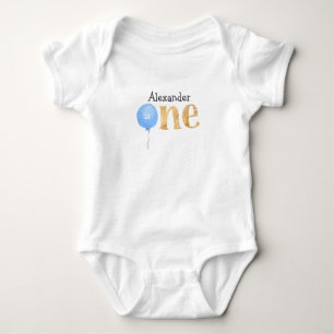 Blue Balloon 1st Birthday Baby Bodysuit