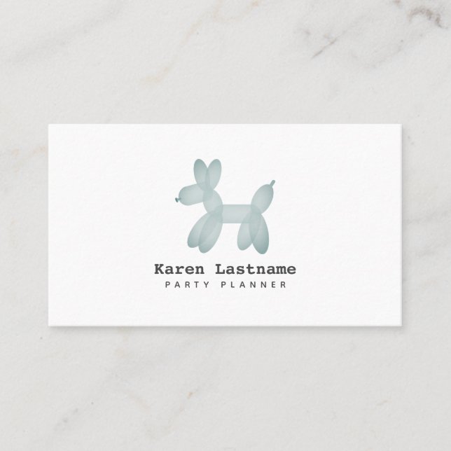 Blue Balloon Animal Party Event Planner Business Card (Front)