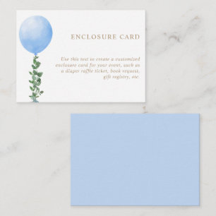 Blue Balloon Baby Boy Shower Custom Text Enclosure Card