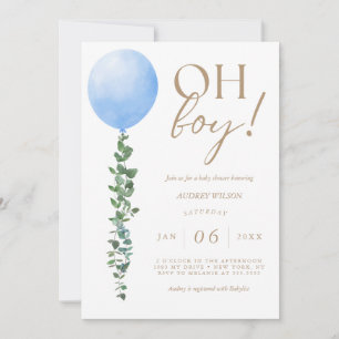 Blue Balloon Baby Boy Shower Invitation Oh Boy