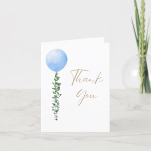 Blue Balloon Baby Boy Watercolor Thank You Card