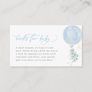 Blue Balloon Baby Shower Books for Baby Card