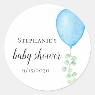 Blue Balloon Baby Shower  Classic Round Sticker