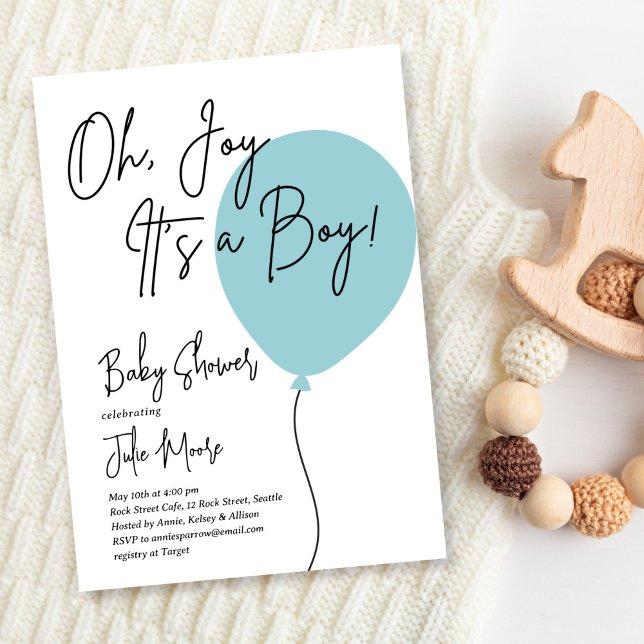 Blue Balloon Baby Shower Invitation (Creator Uploaded)