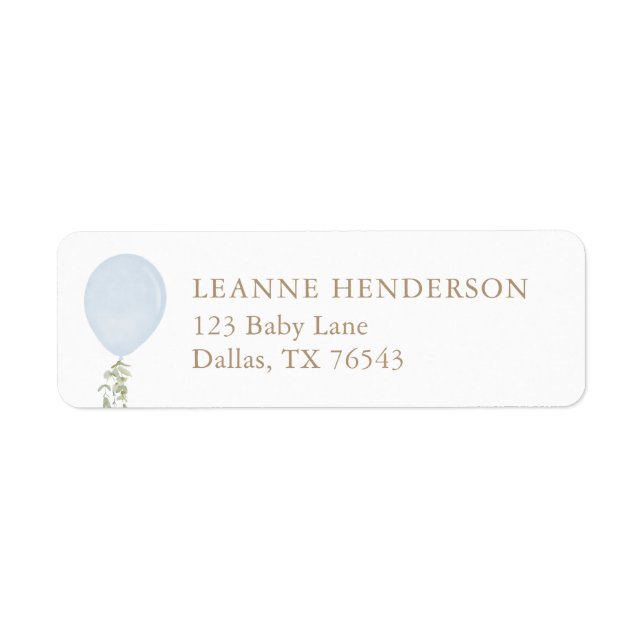 Blue Balloon Baby Shower Return Address (Front)