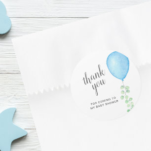 Blue Balloon Baby Shower Thank You Classic Round Sticker