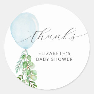 Blue Balloon Baby Shower Thank You Classic Round Sticker