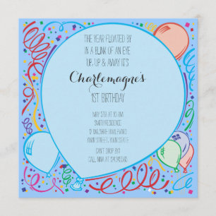 Blue Balloon Birthday Invitation