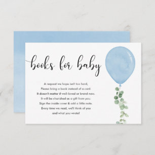 Blue balloon Books for baby boy Enclosure Card
