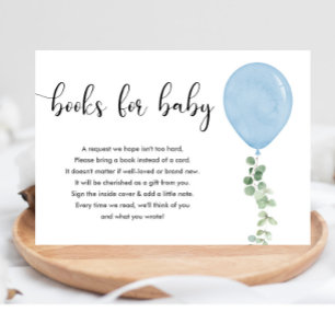 Blue balloon Books for baby boy  Enclosure Card