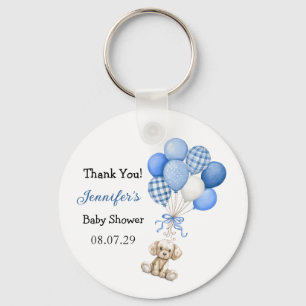 Blue Balloon Boy Baby Shower Keychain