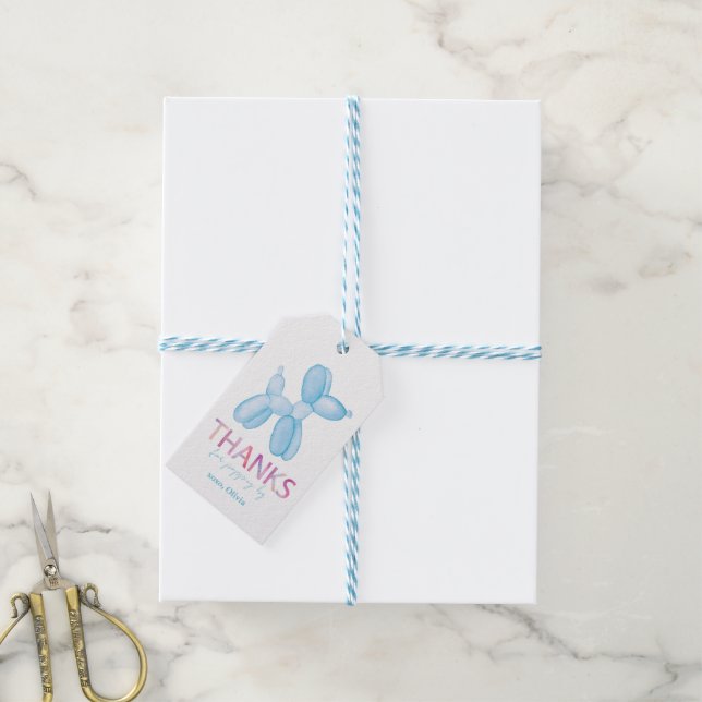 Blue Balloon Dog Favour Tags (With Twine)