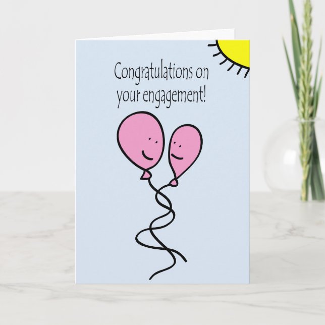 Blue Balloon Engagement Congratulations Card (Front)
