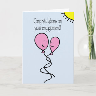 Blue Balloon Engagement Congratulations Card