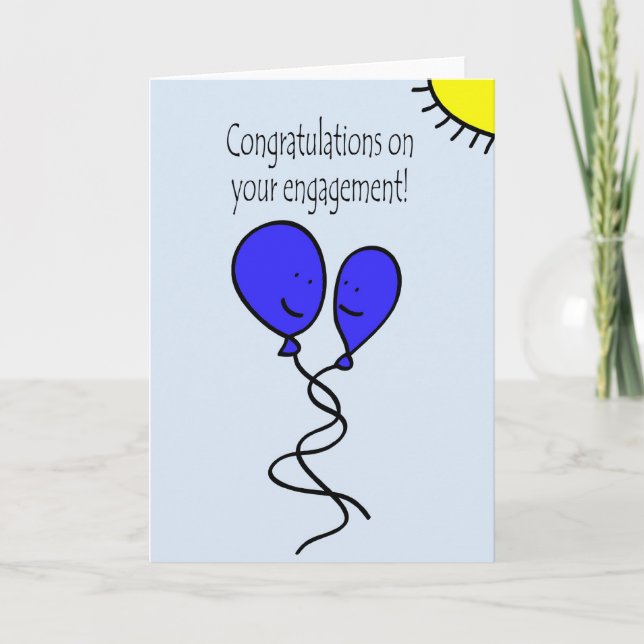 Blue Balloon Engagement Congratulations Card (Front)