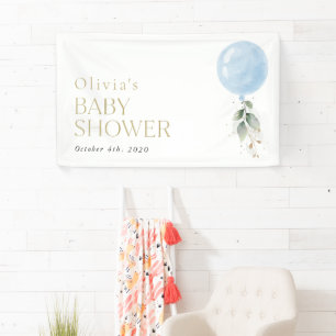 Blue Balloon, Eucalyptus, Baby Shower Welcome Banner