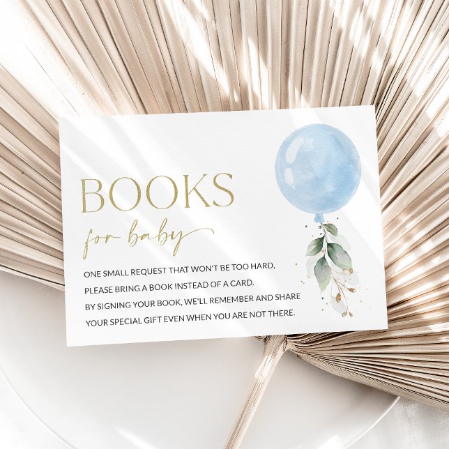 Blue Balloon, Eucalyptus, Greenery, Books For Baby Enclosure Card (Creator Uploaded)