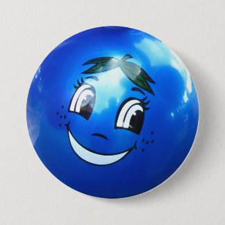 Blue balloon face 7.5 cm round badge