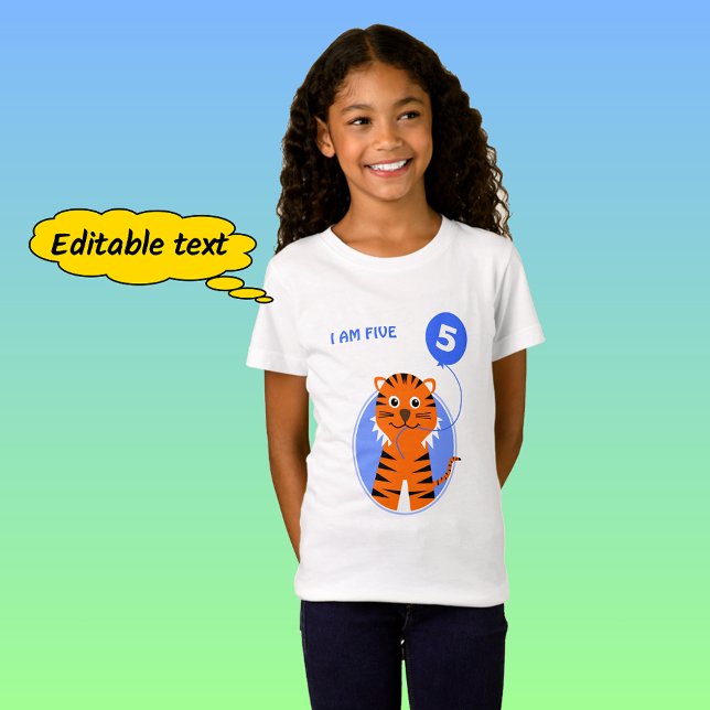 Blue balloon fifth birthday tiger T-Shirt (Creator Uploaded)