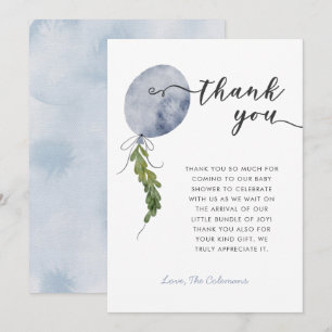 Blue Balloon Garland Baby Shower Thank You Card
