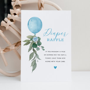 Blue Balloon Greenery Diaper Raffle Sign  Invitation