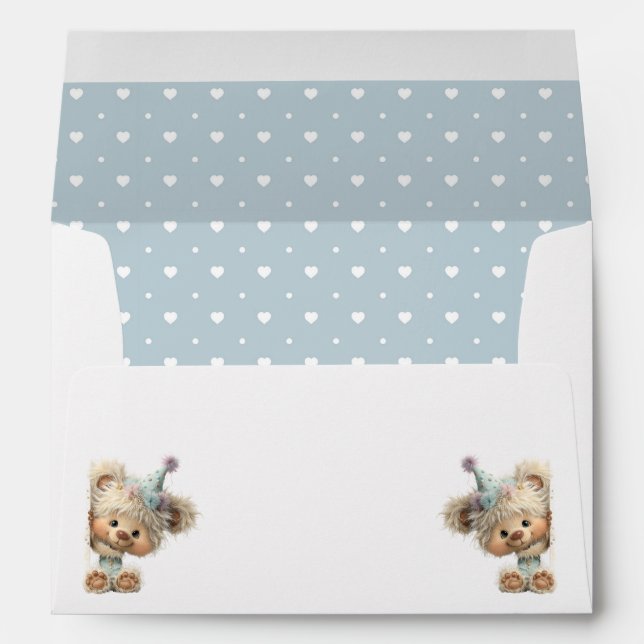 Blue Balloon Hedgehogs Celebration Envelope (Back (Bottom))